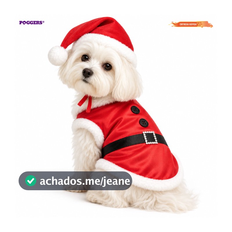Kit Roupa para Cachorro Gato Natal Fantasia com Gorro Chapéu Natalina Diversos Tamanhos