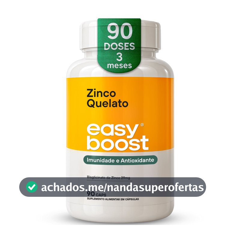 Zinco Quelato Bisglicinato 29mg Easy Boost 90 Caps | 100% Zinco Quelado