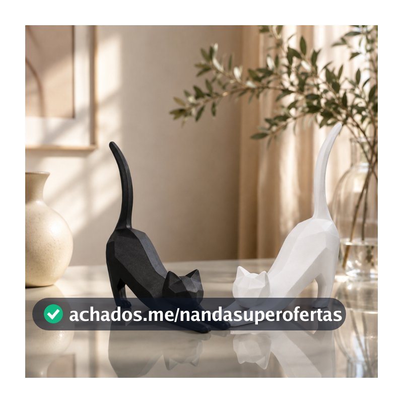 Gato Decorativo Casal Escultura Moderna para Sala Quarto Escritório Decoração Minimalista