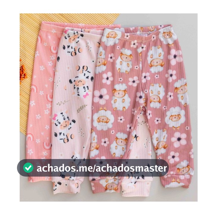 Kit 3 Calça Bebê Infantil Menina Canelada e Estampas Variadas