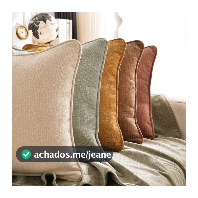 Almofada Decorativa 45x45 ou 50x50 Linho ou Veludo C Vivo Enchimento Sofá Cama