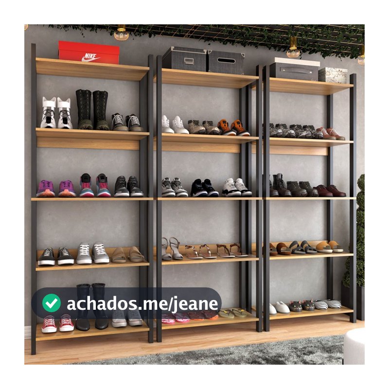 Sapateira Jordan Estilo Industrial 30 Pares Freijó/Black - Panorama Móveis