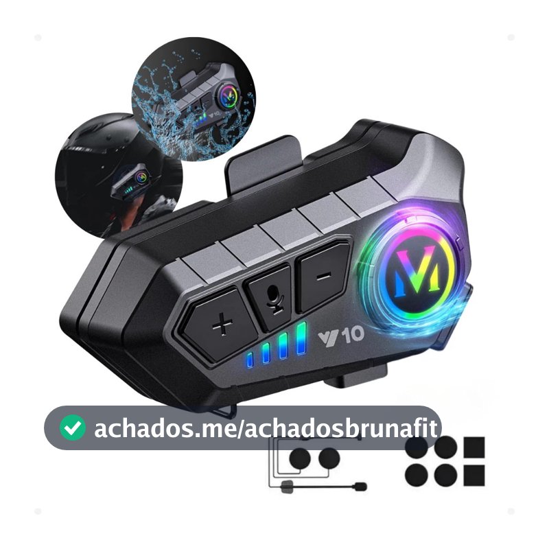 Fone De Ouvido Para Capacete Sem Fio Bluetooth Rgb