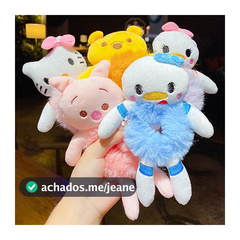 Laço De Cabelo De Pelúcia Cartoon , Corda , Acessórios Intestino Grande Para Meninas , Cabeça De Bola Infantil Nova