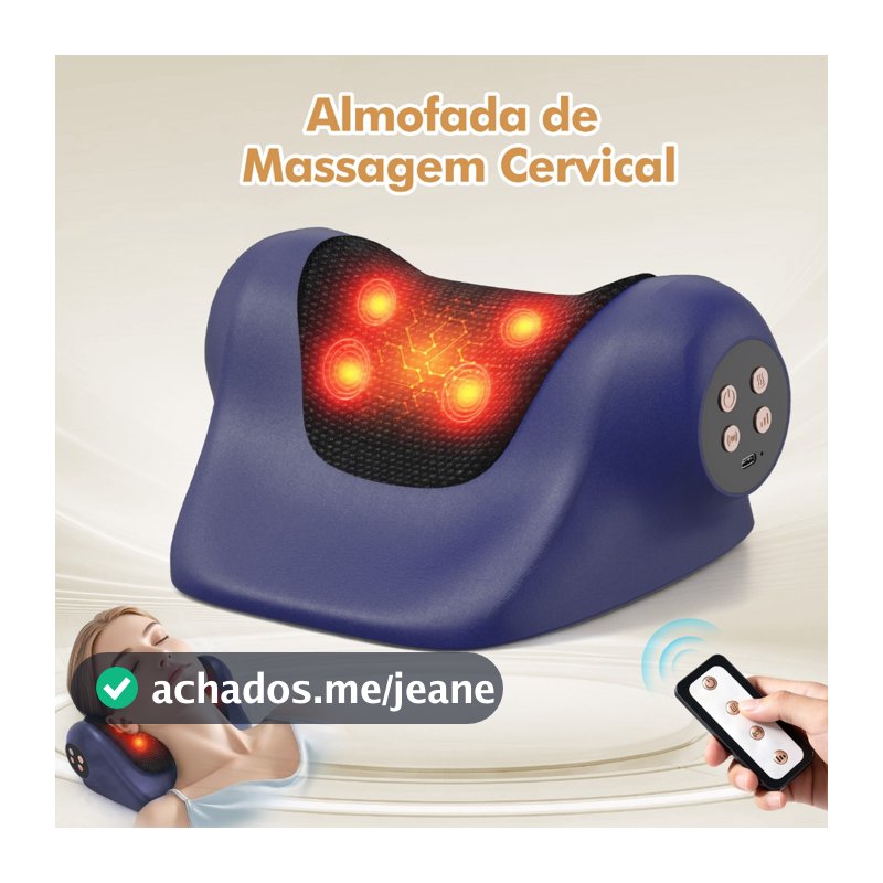Almofada Massageadora Shiatsu com Aquecimento, Massageador Pescoço Lombar, Uso Casa e Carro