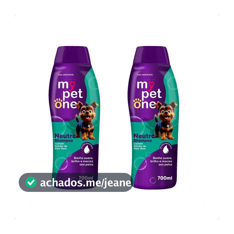 Kit 2 Shampoo Neutro 700mL Cães e Gatos Mypetone