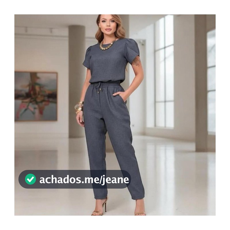 Conjunto Feminino Calça e Blusa em Linhão Sofisticado Casula Roupa Feminina Uniforme