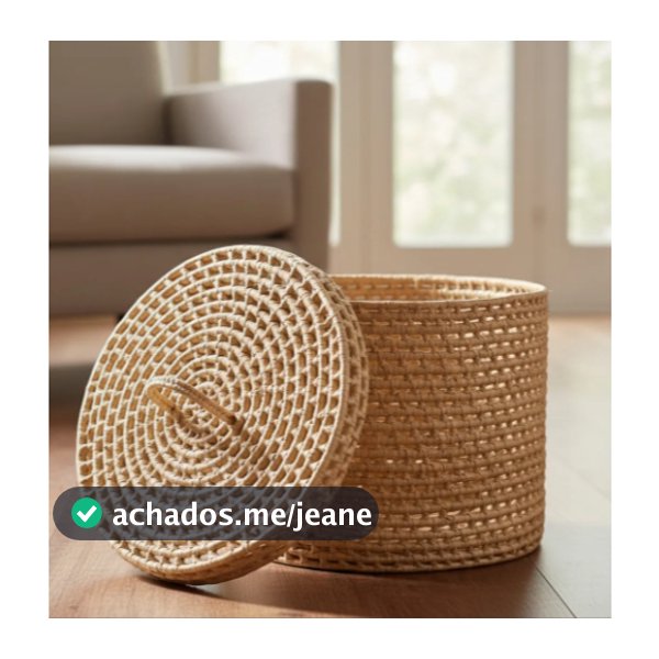 Cesto Organizador De Palha Natural Com Tampa 30x30x30