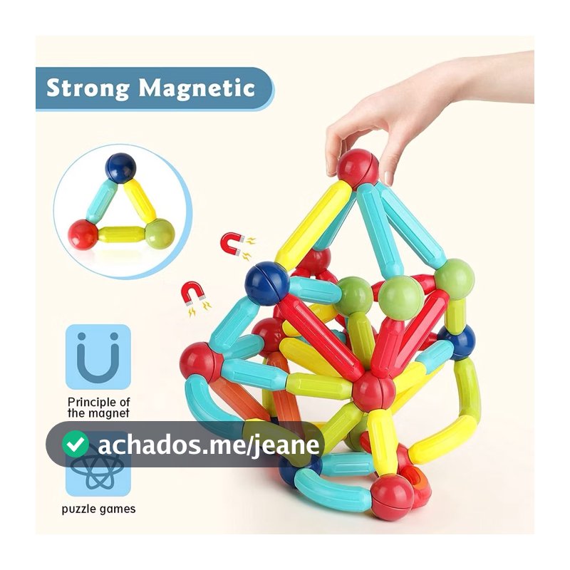 Blocos de Montar Magnético Construção Bastãos e Bolas Brinquedo Educativo Infantil
