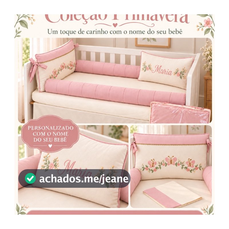 Kit Berço Personalizado Coleção Primavera — com o nome do seu bebê