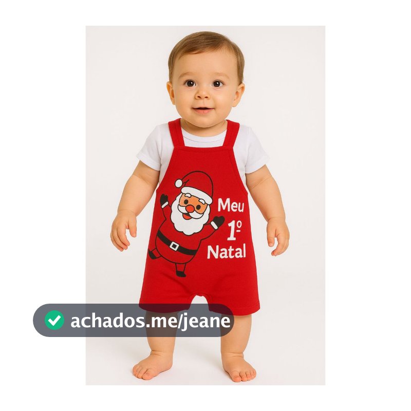 Kit Jardineira Meu Primeiro Natal - Acompanha Body + Jardineira