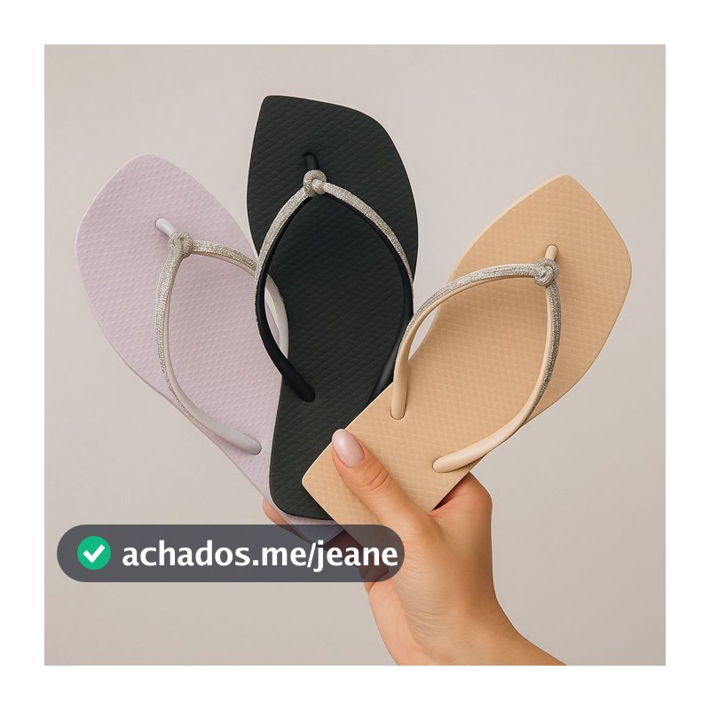 Chinelo Rasteira Quadrada Strass Feminino Do 34 Ao 41