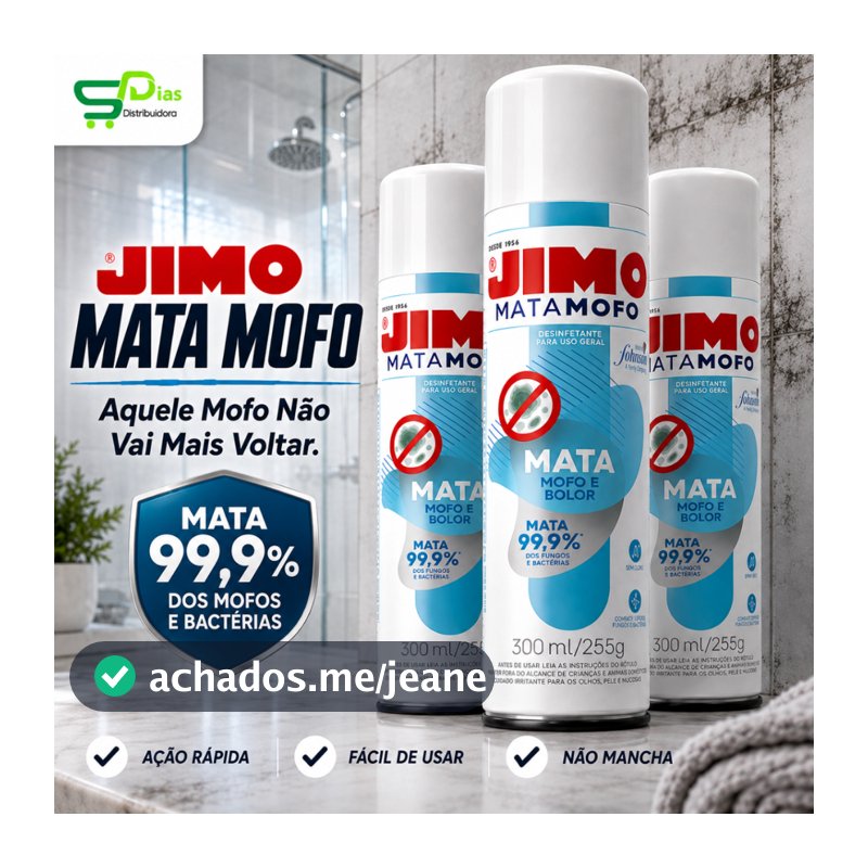 Jimo Mata Mofo 300ml Tira Mofo Bactéria Parede Box Banheiro Silicone Rejunte Sem Manchar Kit 1 a 3un