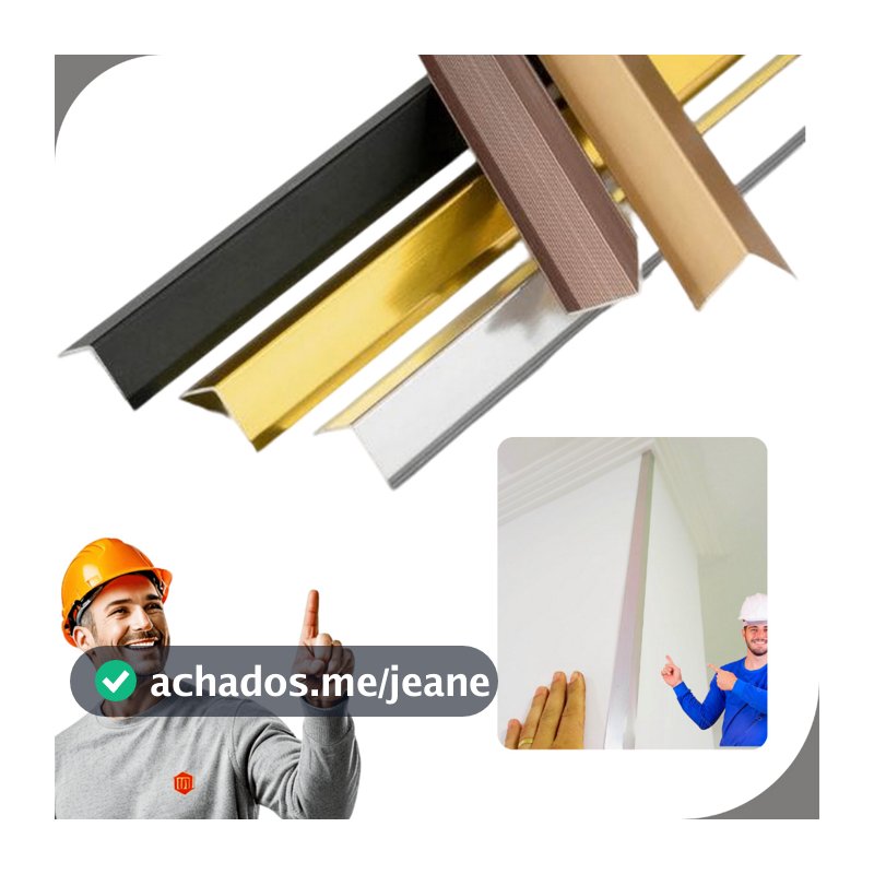 Cantoneira 1 Metro Perfil Aluminio Abas 1.2 cm (1/2) Moldura Parede Proteção Quina Decoração Casa