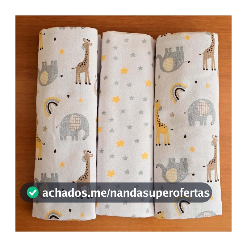 Cueiro 03 Unidades 50 cm x 80 cm Flanelado Bublim Petit