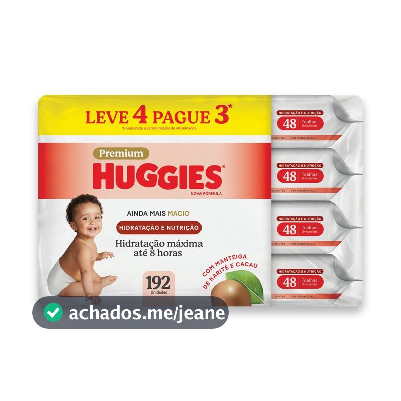 Lenços Huggies Hidratação e Nutrição Contra Assaduras 4x48Un