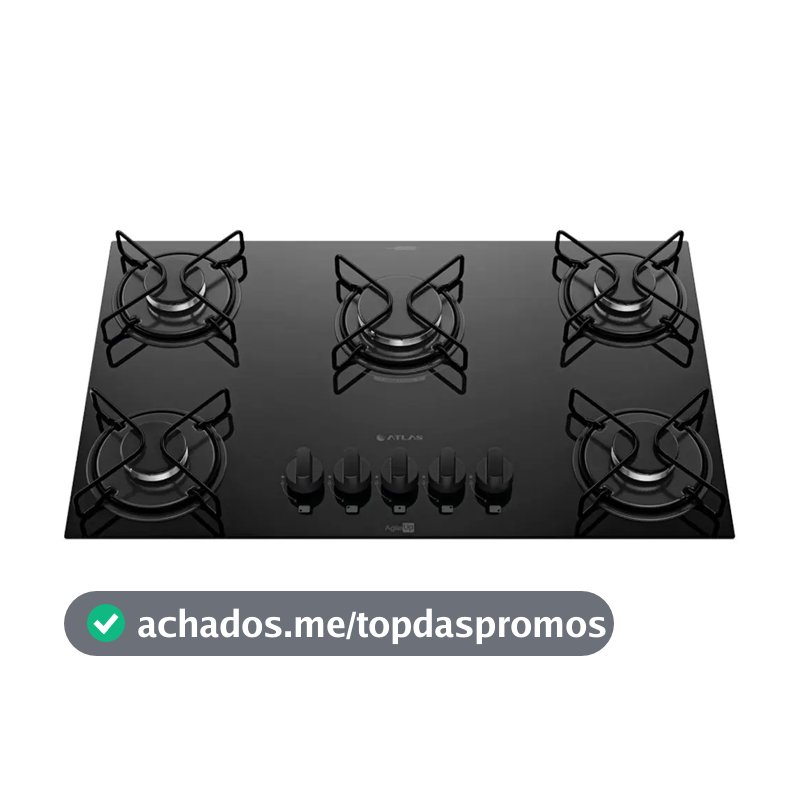 Fogão Cooktop 5 Bocas Mesa Vidro Atlas Agile Up Preto Bivolt