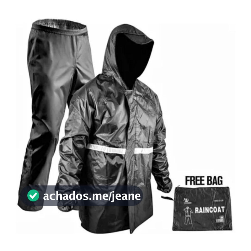 Capa De Chuva  Motoqueiro Motoboy Com Faixa Refletiva Conjunto Completo