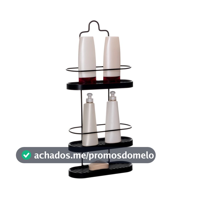 Suporte Para Shampoo Pendurar Registro Banheiro Triplo Preto