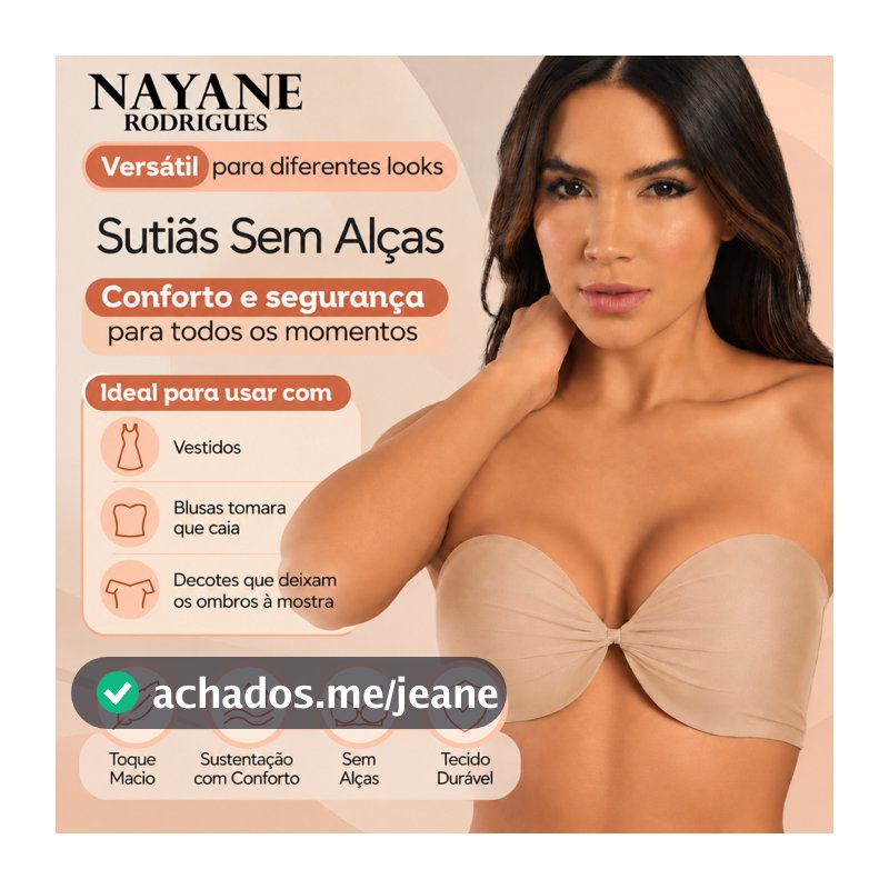 Sutia Nayane Push Up Confortavel Tomara que Caia com Bojo e Aro de Alta Sustentacao