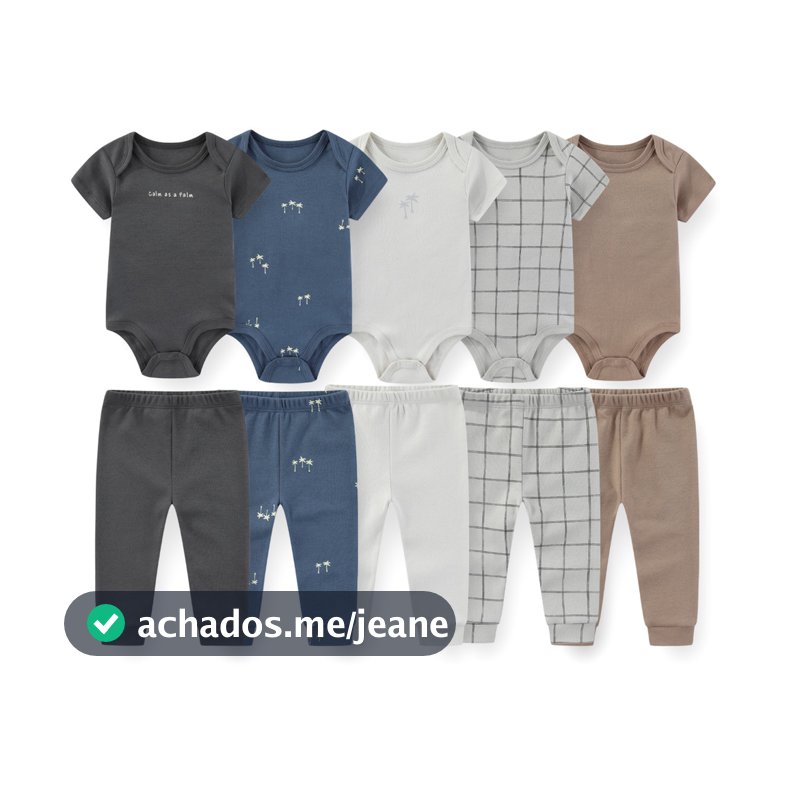 Kiddiezoom 10 Peças Moda Unissex Bebê Menino Menina Conjunto De Roupas De Algodão Macio Recém-Nascido Bodysuits + Calças