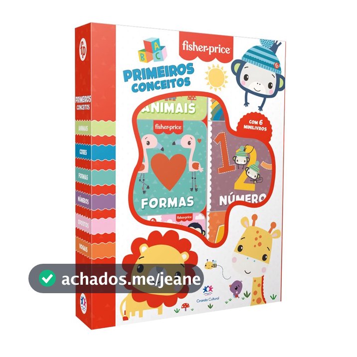 Box De Livros Fisher Price Com 6 Mini Livros Infantil Primeiros Conceitos