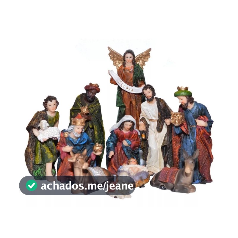 Presépio Natal Resina importada Luxo Colorido 11 Peças Jesus Maria José