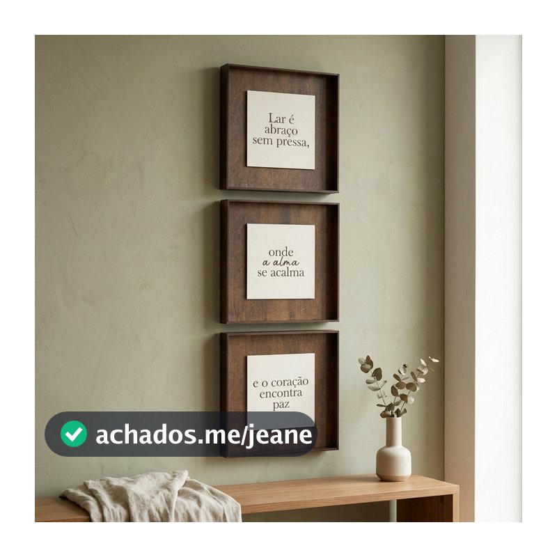Kit Quadro Decorativo em MDF Quadrado com Placa Gravada Frase religiosa Sala Quarto Casa e Decoração
