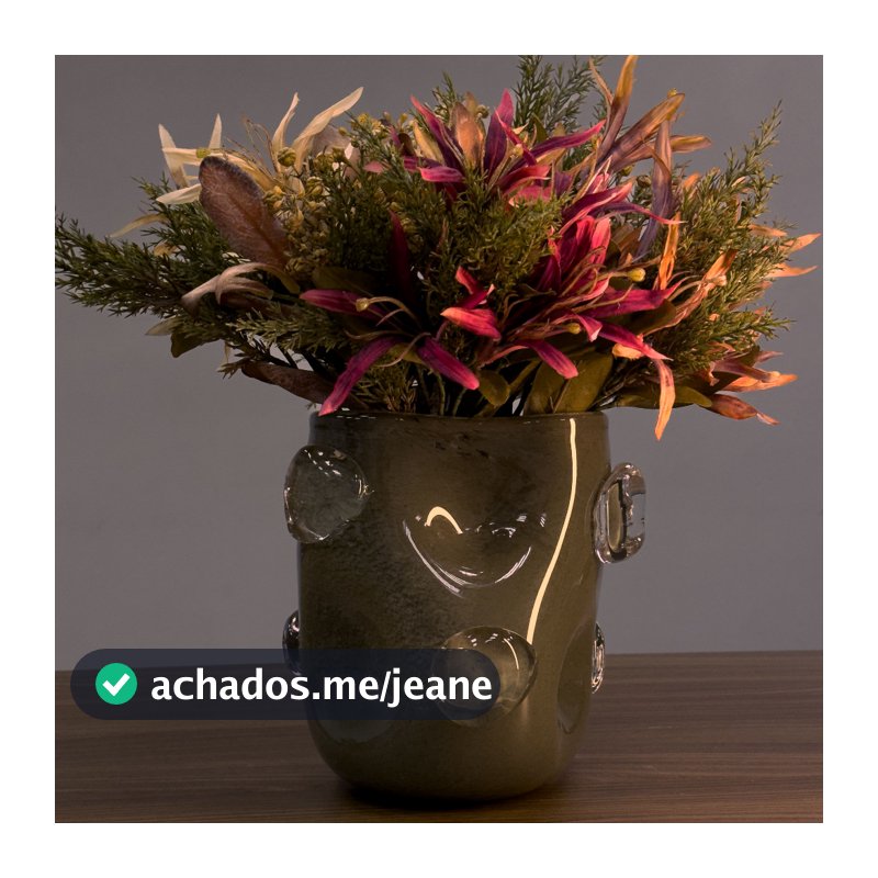Vaso Vidro Verde Decorativo Moderno Luxo Sala