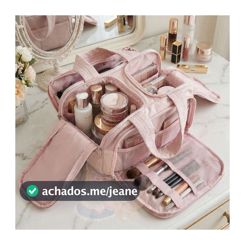 Bolsa cosmética portátil de grande capacidade, lavagem portátil de cosméticos para viagem, armazenamento