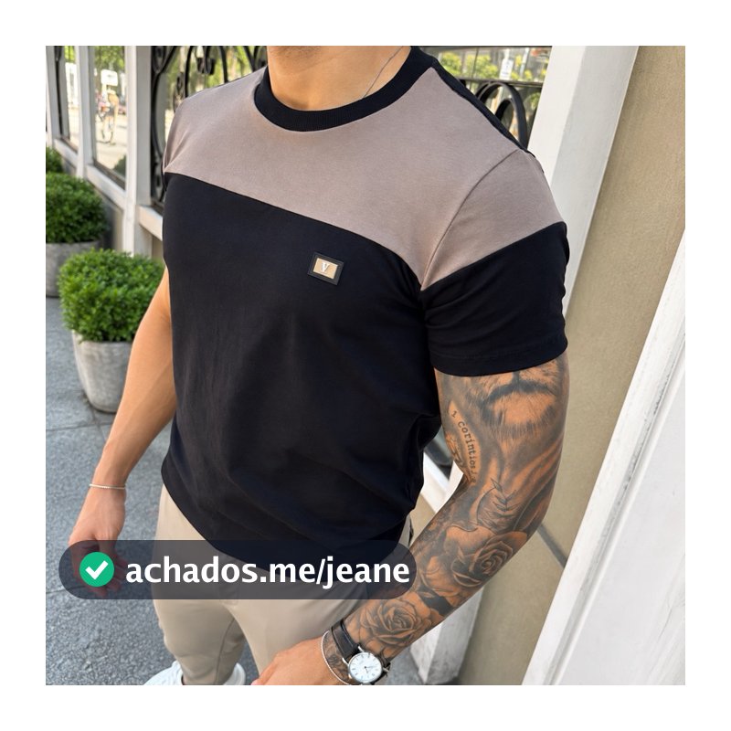 Camisa Masculina Cotton Peruano Premium Bicolor Manga Curta Casual Confortável
