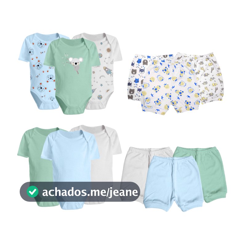 Kit Roupas de Bebê 12 Peças Body Manga Curta e Short Infantil
