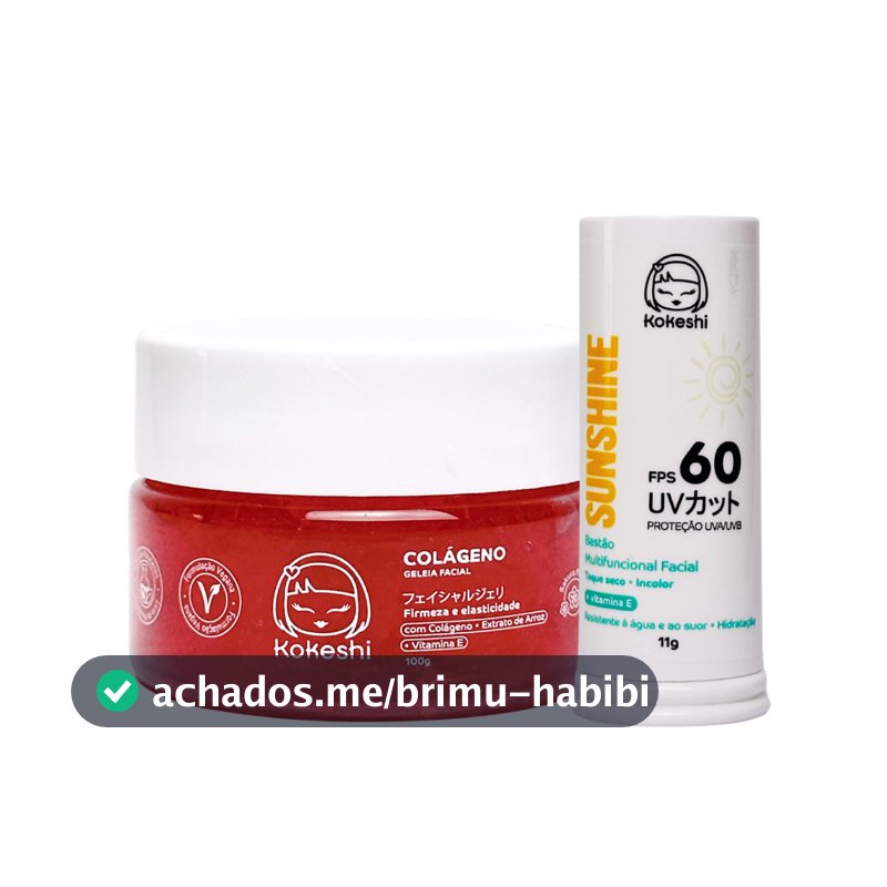 Kit Bastão Facial Sunshine FPS60 Geleia de Colágeno Kokeshi