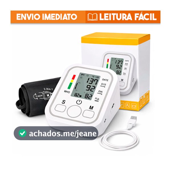 Aparelho Medidor de Pressão Arterial Digital de Braço Automático Monitor Cardíaco LCD USB