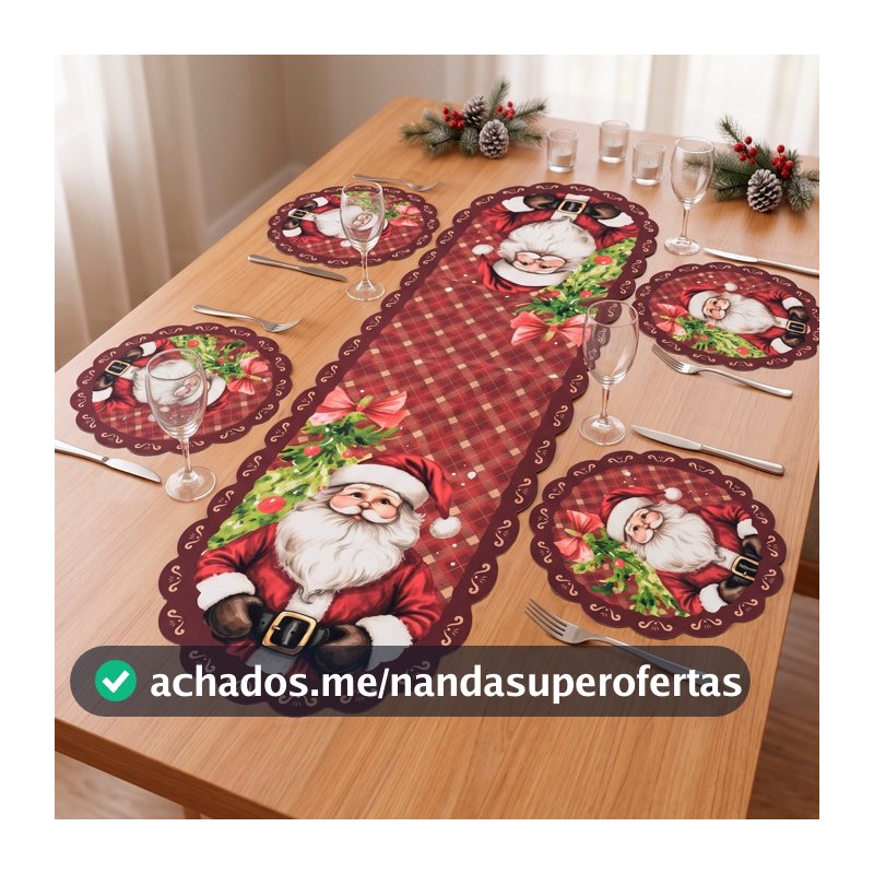 Kit Sousplast Jogo Americano Caminho De Mesa Natalino Natal Mesa Posta Sofisticação Sublimação Digital Tecido Premium