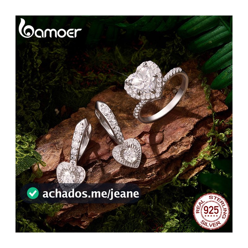 Brincos De Moissanite De Prata Esterlina 925 Bamoer Coração Com Certificado Joias Da Moda Para Presente Feminino