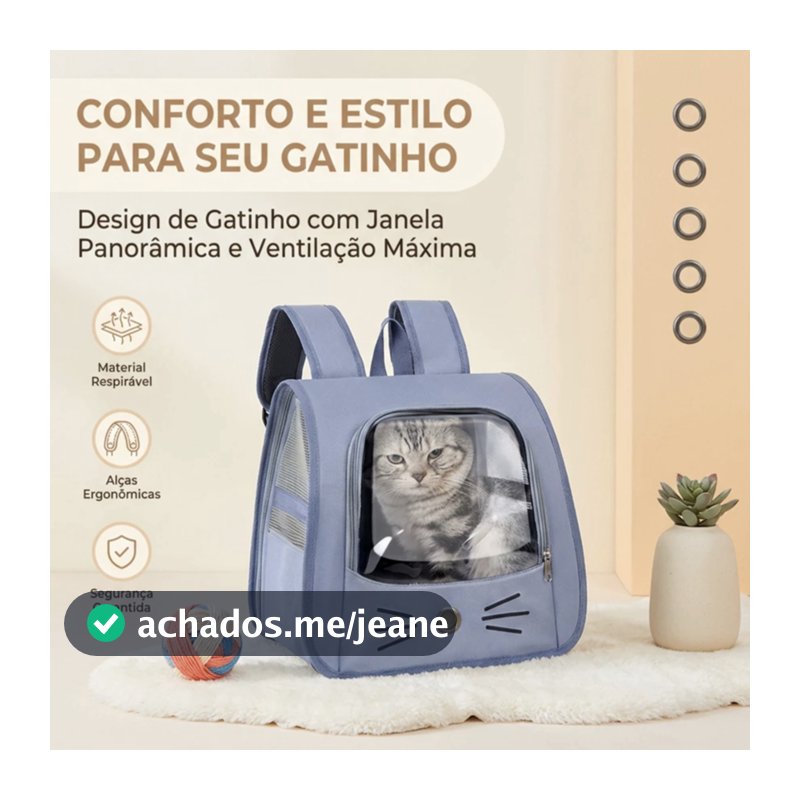 Mochila para transporte de gatos, ideal para uso externo, respirável e portátil, com alças para os ombros
