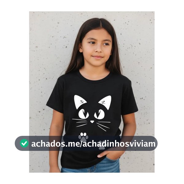 Camiseta Infantil Juvenil Menina Gatinho Fofo 100% Algodão Kids Moda
