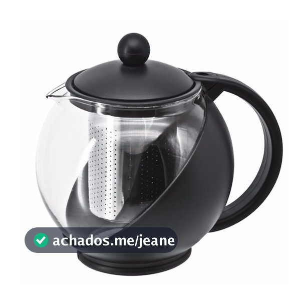 Bule Jarra de Vidro para Chá com Infusor de Aço Inox 750ml – Cor Preta
