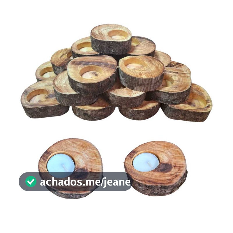 Kit 10 Porta Vela Lembrancinha Casamento Batizado Castiçal de Vela Madeira Decorativo Rústico Velas
