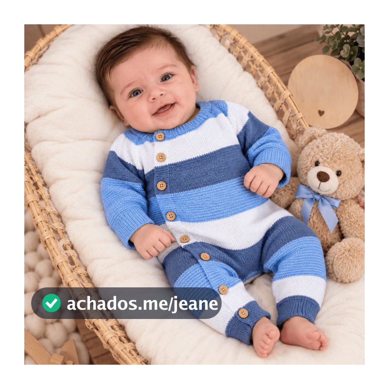 Macacão bebê Tricô Olie Azul