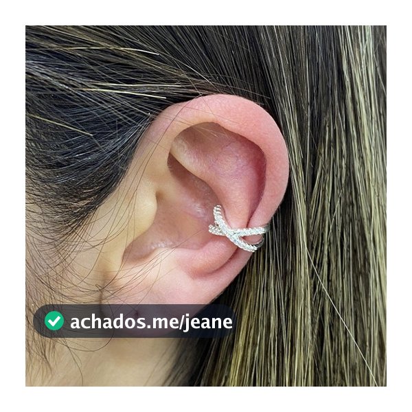 Piercing Fake Cartilagem Orelha Cravejado  Banhado Prata 925