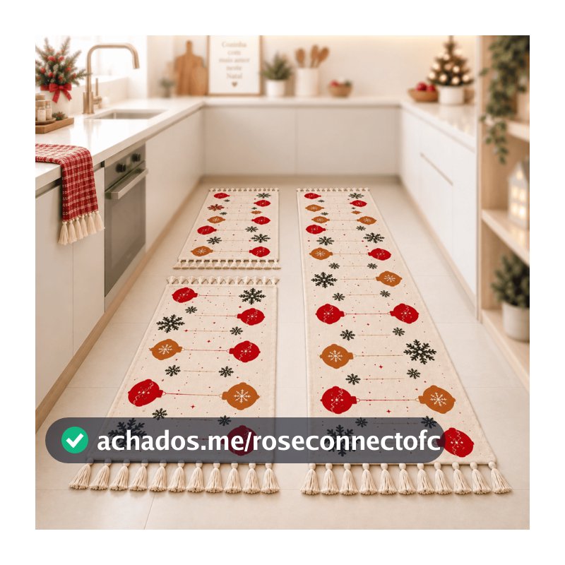 Jogo de Passadeira Natal 3 Peças de Tear Tapete de Cozinha Decoração Natal