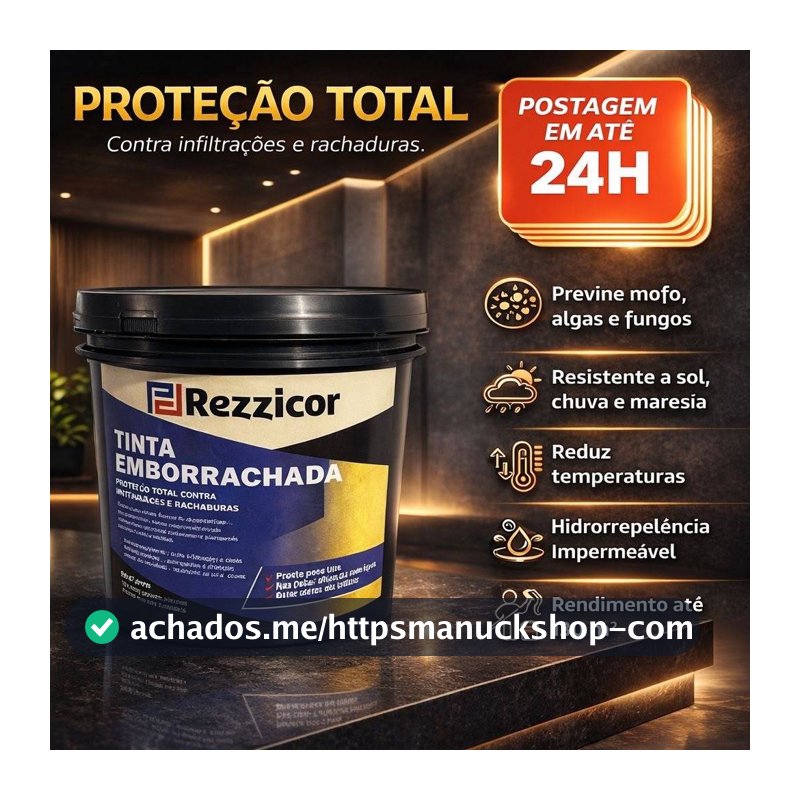 Tinta Borracha 4kg/18kg Líquida Rezzicor - Reboco - Laje - Casa Paredes Super Proteção Impermeável Envio 24H