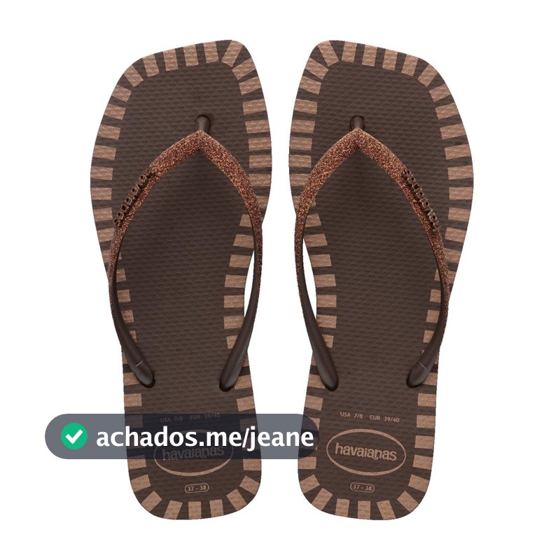 Chinelo Havaianas Slim Square Glitter Contour