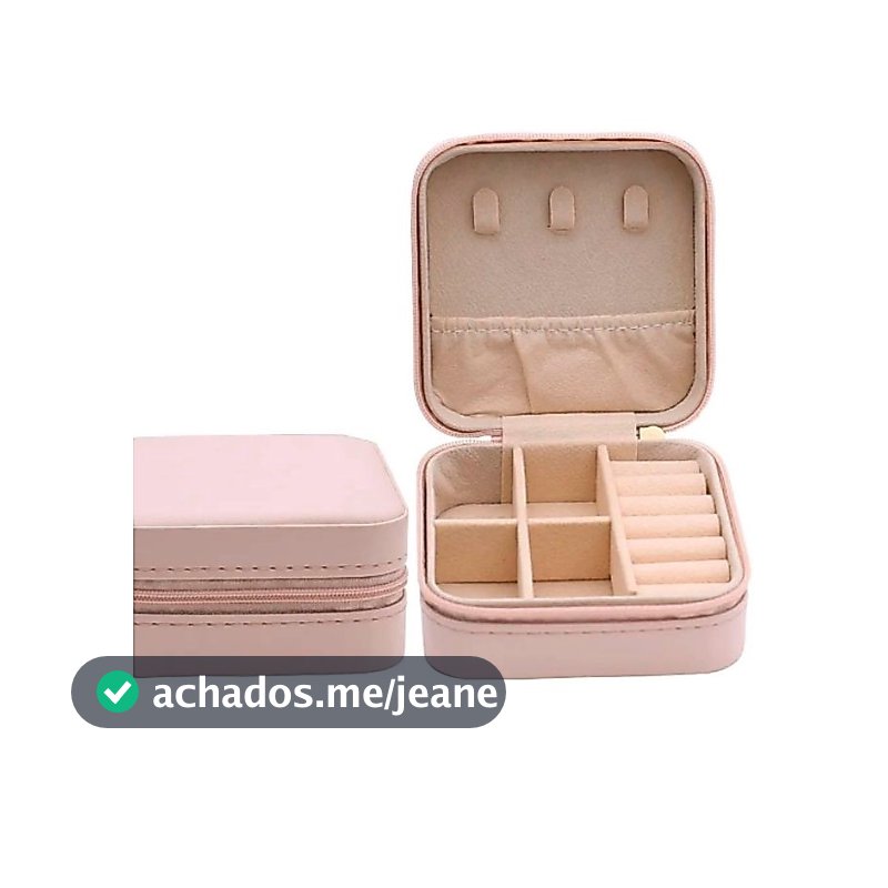 Porta-Joias Rosa Compacto 10x10 cm – Ideal para Viagens e Organização