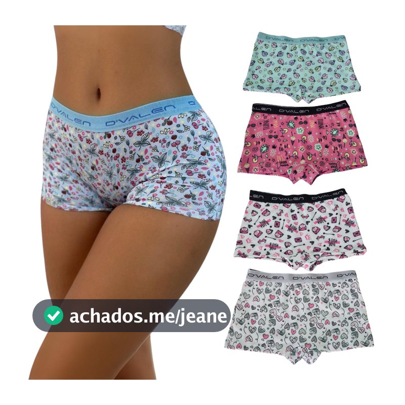 Kit 7 Calcinha Box Feminina Dvalen Cueca Boxer Feminina Calcinha Shortinho