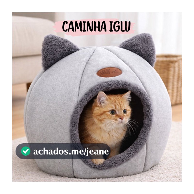 Caminha Iglu  P para Gatos e Cachorros Pequenos Cama Pet Casinha Toca Pelúcia Macia Confortável