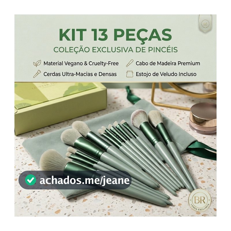 Kit 13 Pçs Pincéis de Maquiagem Com Bolsa de Veludo Contorno Kabuki Profissional Várias Cores Disponíveis Promoção