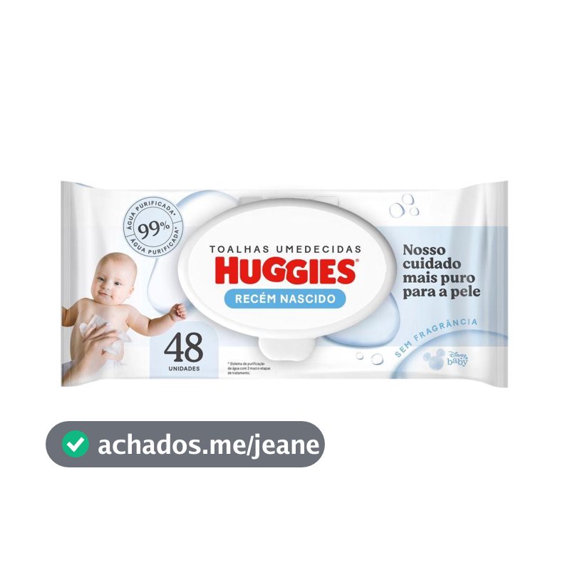 TOALHA UMEDECIDA HUGGIES RECÉM-NASCIDO 48 UNIDADES